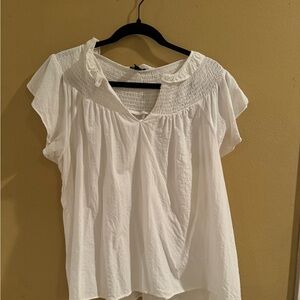 White Short Sleeve Yolk Blouse